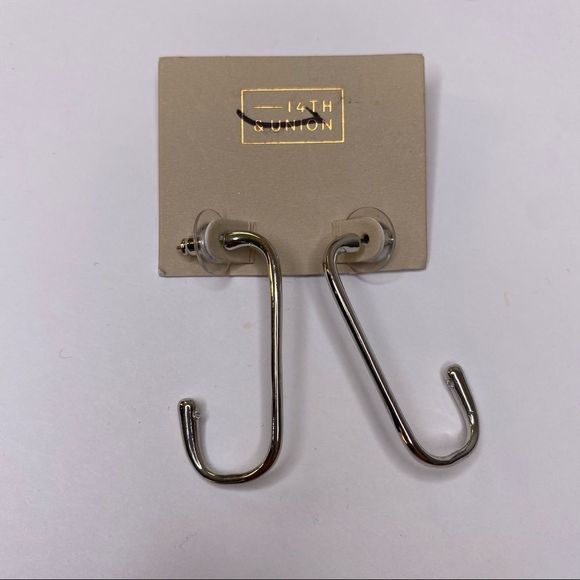 14th & union silver rectangle dangle earrings NEW - Picture 2 of 3